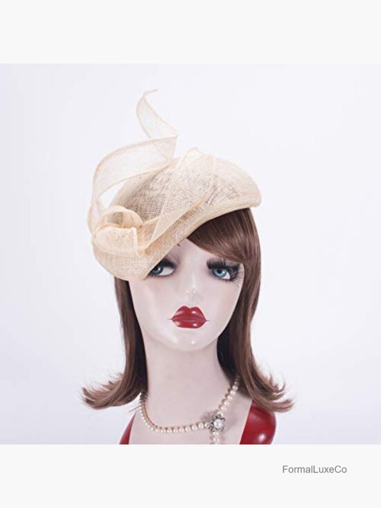 Sinamay Teardrop Fascinator Hat Bridal Cocktail Horse Racing Headband main image 4